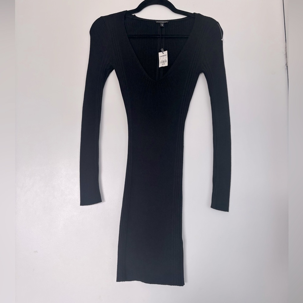 Express Black Long Sleeve Knit Dress